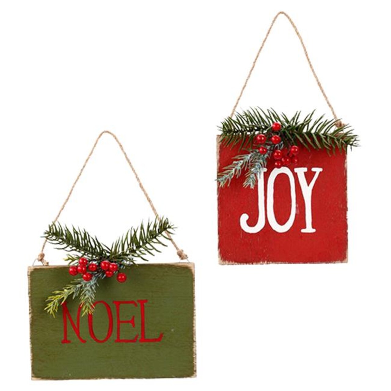 Northlight 34865446 7 in. Hanging JOY Christmas Wall Decor with Pine &#x26; Berries